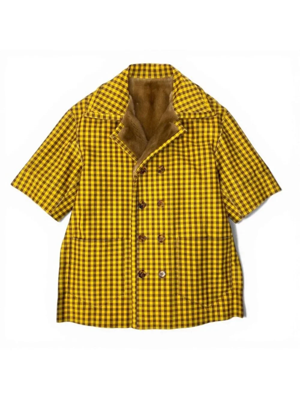 Fendi Pastel Mink Fabric Reversible Fur Coat Jacket Check 36 Brown - Picture 5 of 15